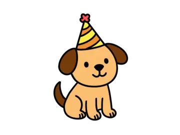 Easy Cute Dog With Birthday Hat Drawing Tutorial